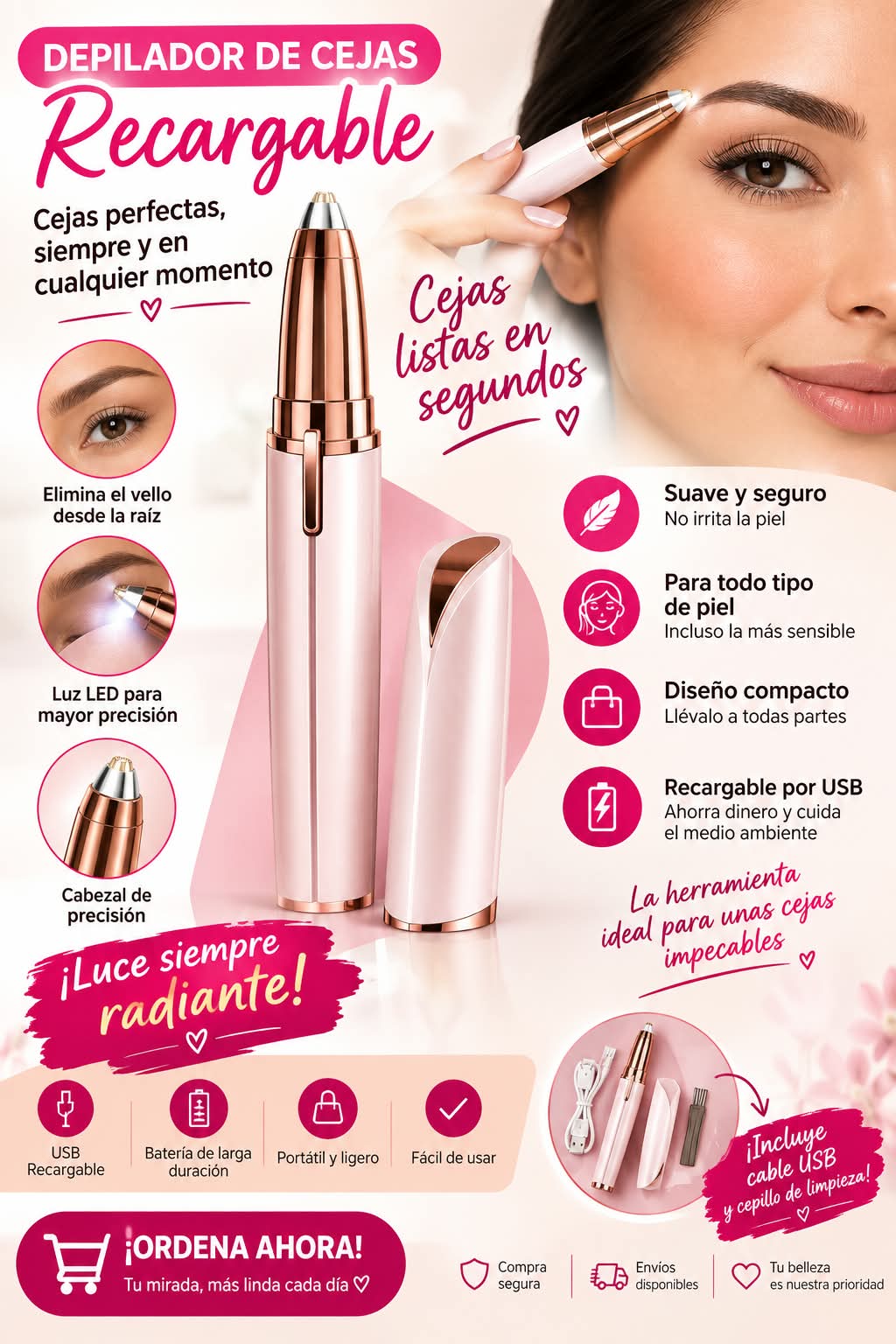 Depilador Eléctrico de Cejas – Precisión Profesional